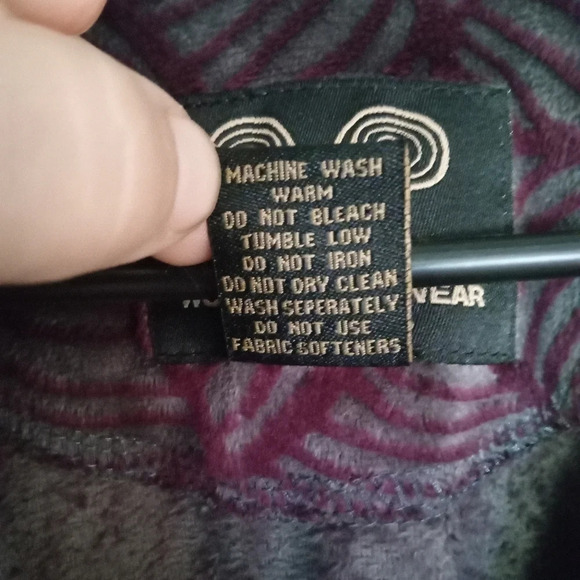 Wooly Bully Soft Fleece 1/4 Zip Jacket Textured Pattern Gray Trim Size Medium - Picture 3 of 4